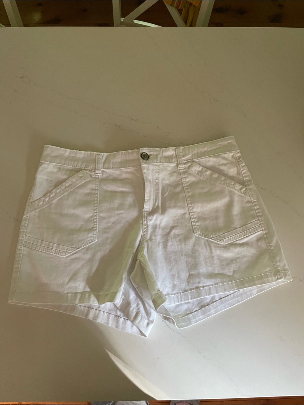 Women’s White Denim Jean Shorts with Front Patch Pockets